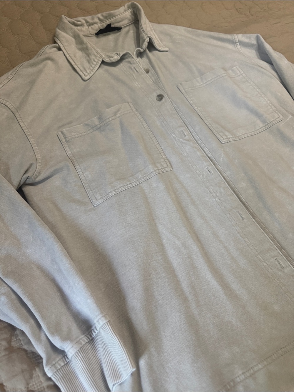 Jane & Delancey Women's Washed Light Gray Button-Down Shirt - Relaxed Fit XL - Picture 3 of 6